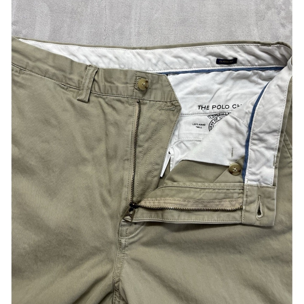 Ralph Lauren Pants Men 32x32.5 Beige The Polo Chino Classic Fit Cotton Twill - Picture 11 of 16